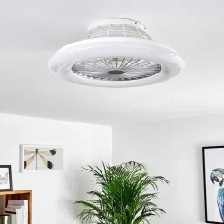 Ventilateur De Plafond Piraeus Led Titane, Blanc, 1 Lumiere, Telecommandes