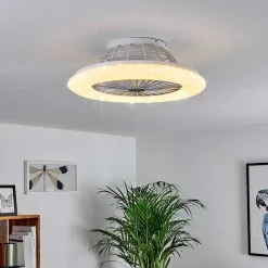 Ventilateur De Plafond Piraeus Led Titane, Blanc, 1 Lumiere, Telecommandes