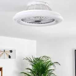 Ventilateur De Plafond Piraeus Led Titane, Blanc, 1 Lumiere, Telecommandes