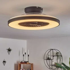 Ventilateur De Plafond Qualiano Led Noir, Blanc, 1 Lumiere, Telecommandes