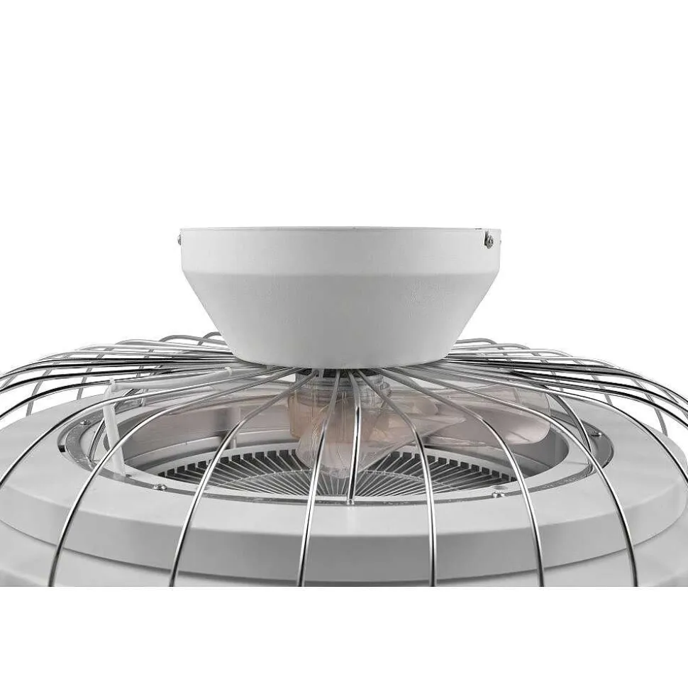 Ventilateur De Plafond Reality Sandfjord Led Chrome, 1 Lumiere, Telecommandes