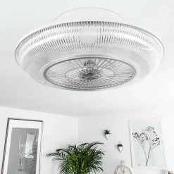 Ventilateur De Plafond Riccione Led Blanc, 1 Lumiere, Telecommandes, Changeur De Couleurs