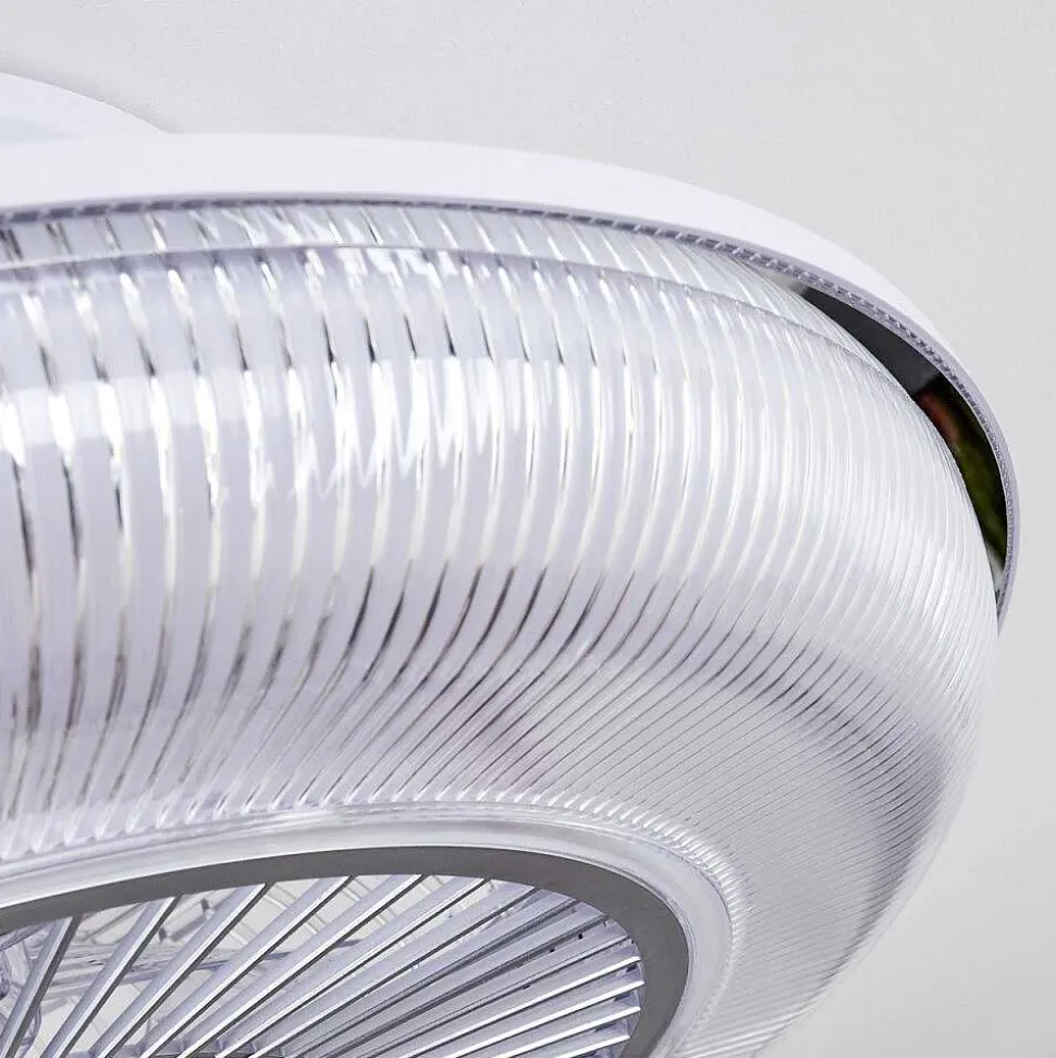 Ventilateur De Plafond Riccione Led Blanc, 1 Lumiere, Telecommandes, Changeur De Couleurs