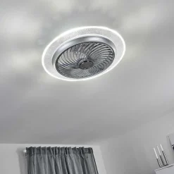 Ventilateur De Plafond Tamworth Led Argente, Transparent, 1 Lumiere, Telecommandes