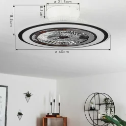 Ventilateur De Plafond Terradura Led Chrome, Noir, Blanc, 1 Lumiere, Telecommandes