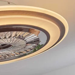 Ventilateur De Plafond Terradura Led Chrome, Noir, Blanc, 1 Lumiere, Telecommandes
