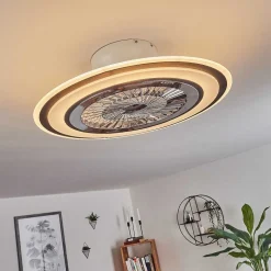 Ventilateur De Plafond Terradura Led Chrome, Noir, Blanc, 1 Lumiere, Telecommandes