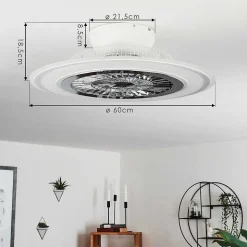 Ventilateur De Plafond Terradura Led Chrome, Blanc, 1 Lumiere, Telecommandes