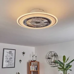 Ventilateur De Plafond Terradura Led Chrome, Blanc, 1 Lumiere, Telecommandes