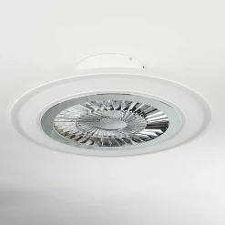 Ventilateur De Plafond Terradura Led Chrome, Blanc, 1 Lumiere, Telecommandes
