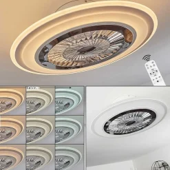 Ventilateur De Plafond Terradura Led Chrome, Blanc, 1 Lumiere, Telecommandes