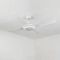Ventilateur De Plafond Tjerne Led Blanc, 1 Lumiere, Telecommandes