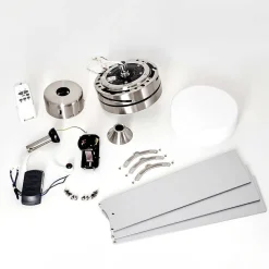 Ventilateur De Plafond Vevey Bois Clair, Nickel Mat, Argente, 2 Lumieres, Telecommandes