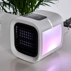 Ventilateur De Table Chania Led Noir, Blanc, 1 Lumiere, Changeur De Couleurs