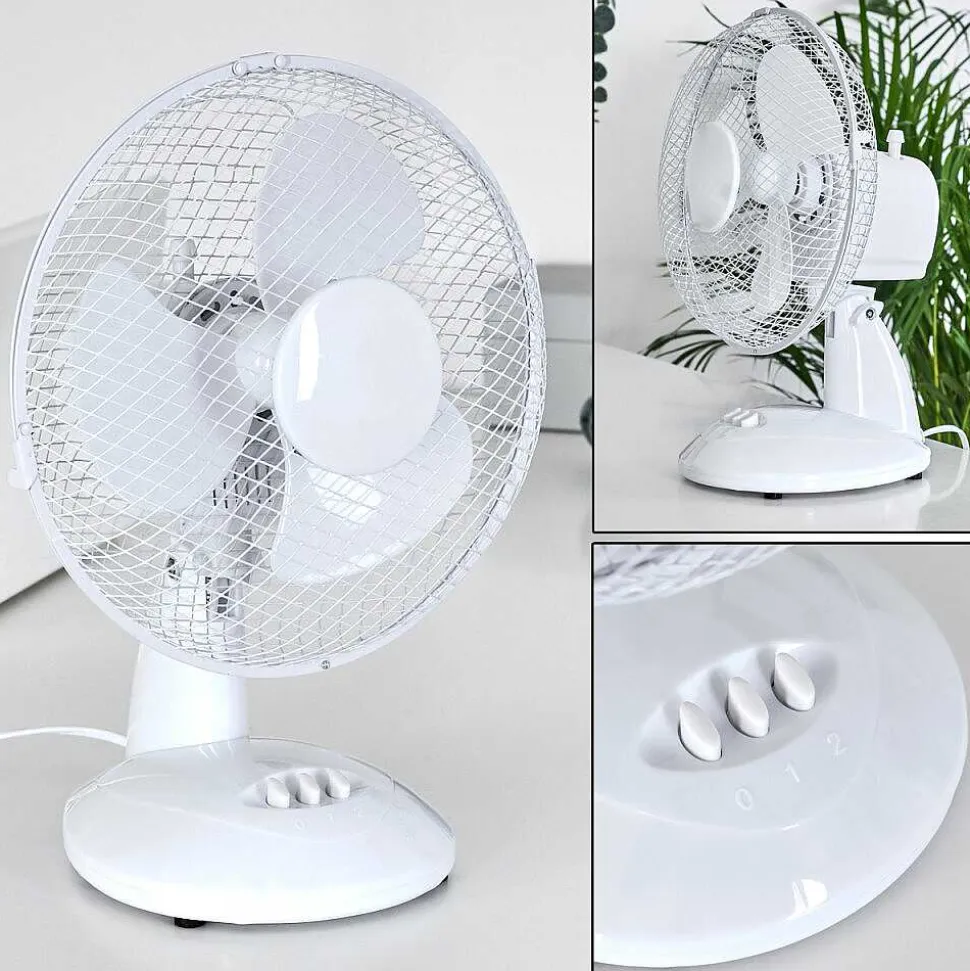 Ventilateur De Table Sopot Chrome, Blanc
