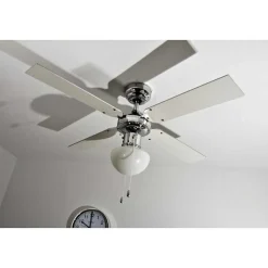 Ventilateur Globo Champion Chrome, Acier Inoxydable, Blanc, 1 Lumiere