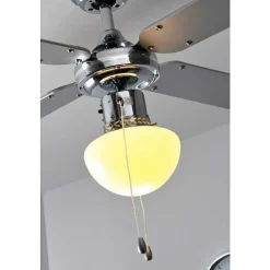 Ventilateur Globo Champion Chrome, Acier Inoxydable, Blanc, 1 Lumiere