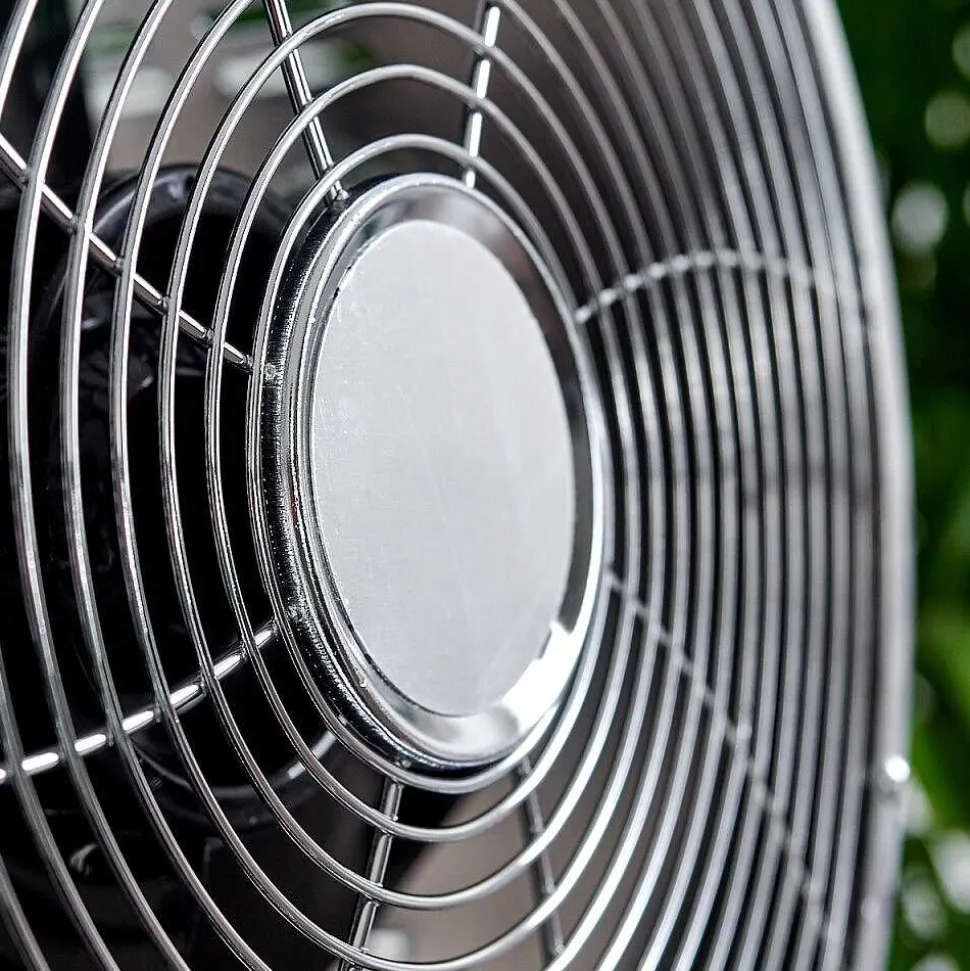 Ventilateur Magaluf Chrome, Bois Clair