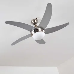 Ventilateurs De Plafond Morino Nickel Mat, Argente, 2 Lumieres, Telecommandes