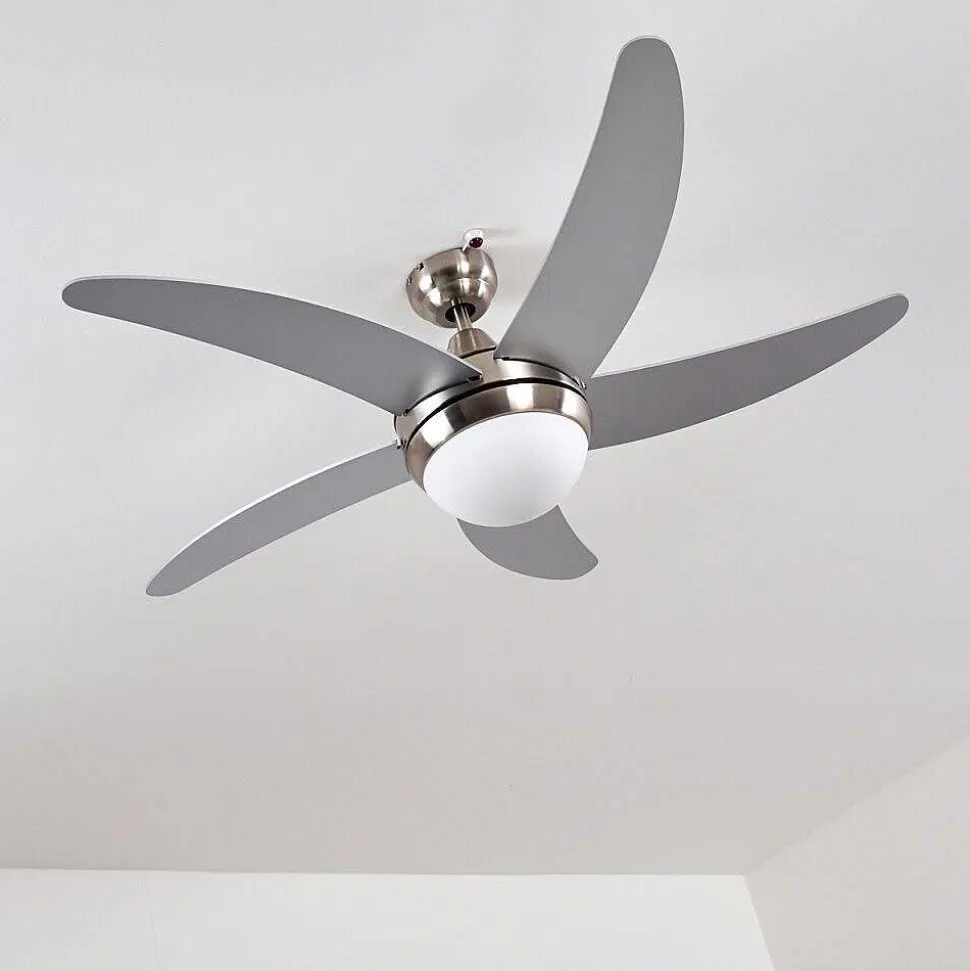 Ventilateurs De Plafond Morino Nickel Mat, Argente, 2 Lumieres, Telecommandes