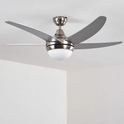 Ventilateurs De Plafond Morino Nickel Mat, Argente, 2 Lumieres, Telecommandes