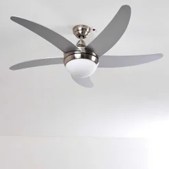 Ventilateurs De Plafond Morino Nickel Mat, Argente, 2 Lumieres, Telecommandes