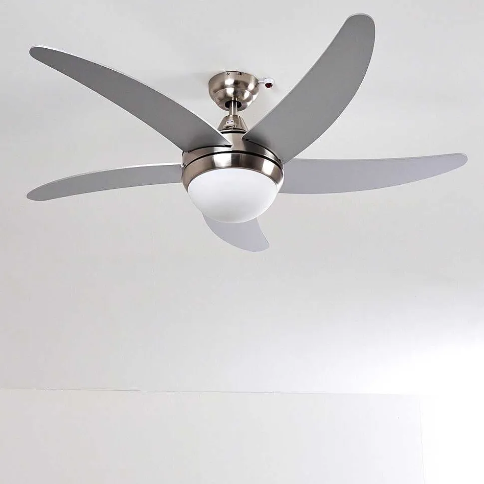 Ventilateurs De Plafond Morino Nickel Mat, Argente, 2 Lumieres, Telecommandes