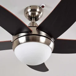 Ventilateurs De Plafond Morino Brun, Nickel Mat, 2 Lumieres, Telecommandes