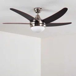Ventilateurs De Plafond Morino Brun, Nickel Mat, 2 Lumieres, Telecommandes